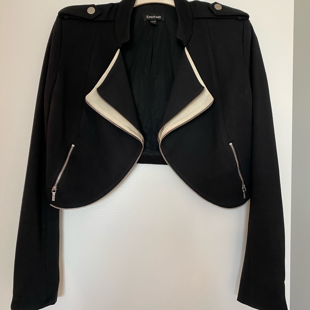 BEBE Cropped Zip-Up Jacket